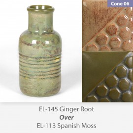 Ginger Root - EL145 over Spanish Moss EL113 Glaze Combination Ginger Root - EL145 over Spanish Moss EL113 Glaze Combination